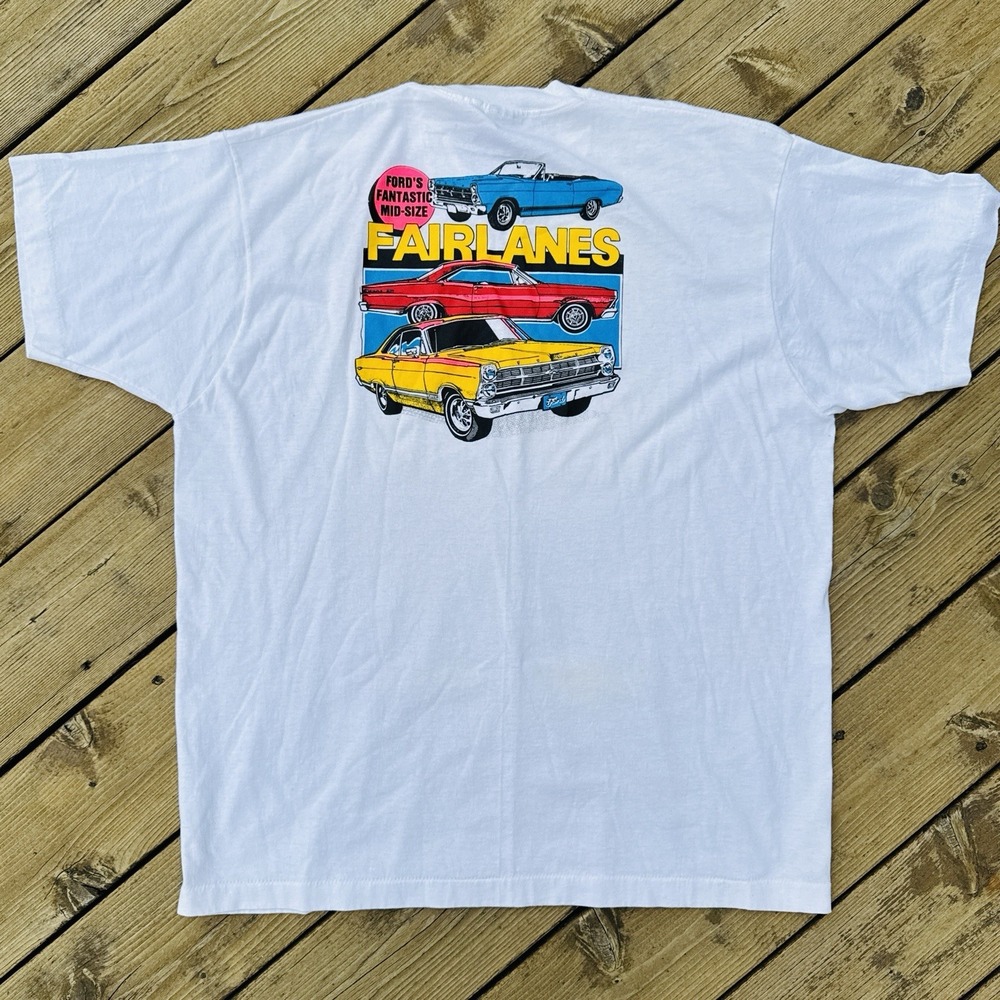 Vintage 90s Ford Fairlane Car T Shirt XXL USA Single Stitch Muscle Car Tee